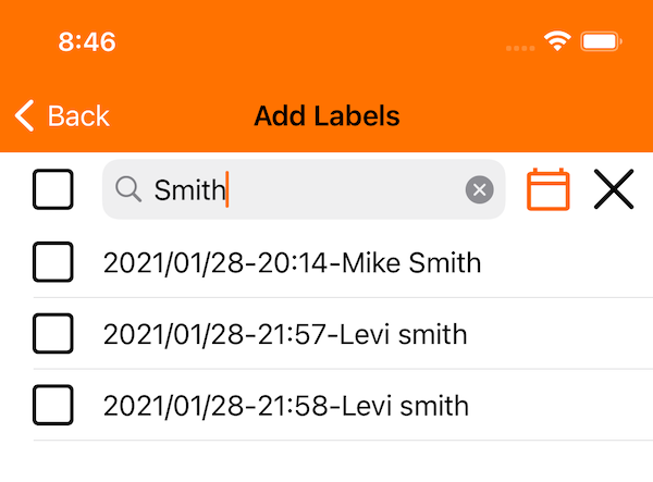 Fotaflo iOS 1.12 - label search