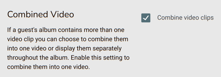 Combined Video setting screenshot